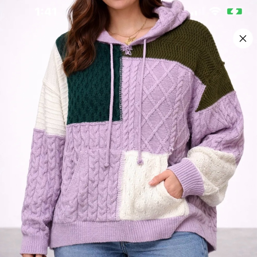 POL Multicolor Cable Knit Hoodie - Picture 4 of 4
